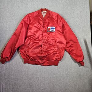 Vintage Westark Red Piper Aviation Bomber Jacket Men's XL Made in USA Satin Coat
